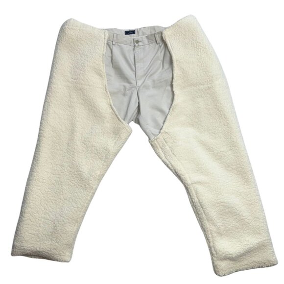 Beyoncé Cowboy Carter Inspired Handmade White Pants with Fur Chaps - Picture 1 of 7